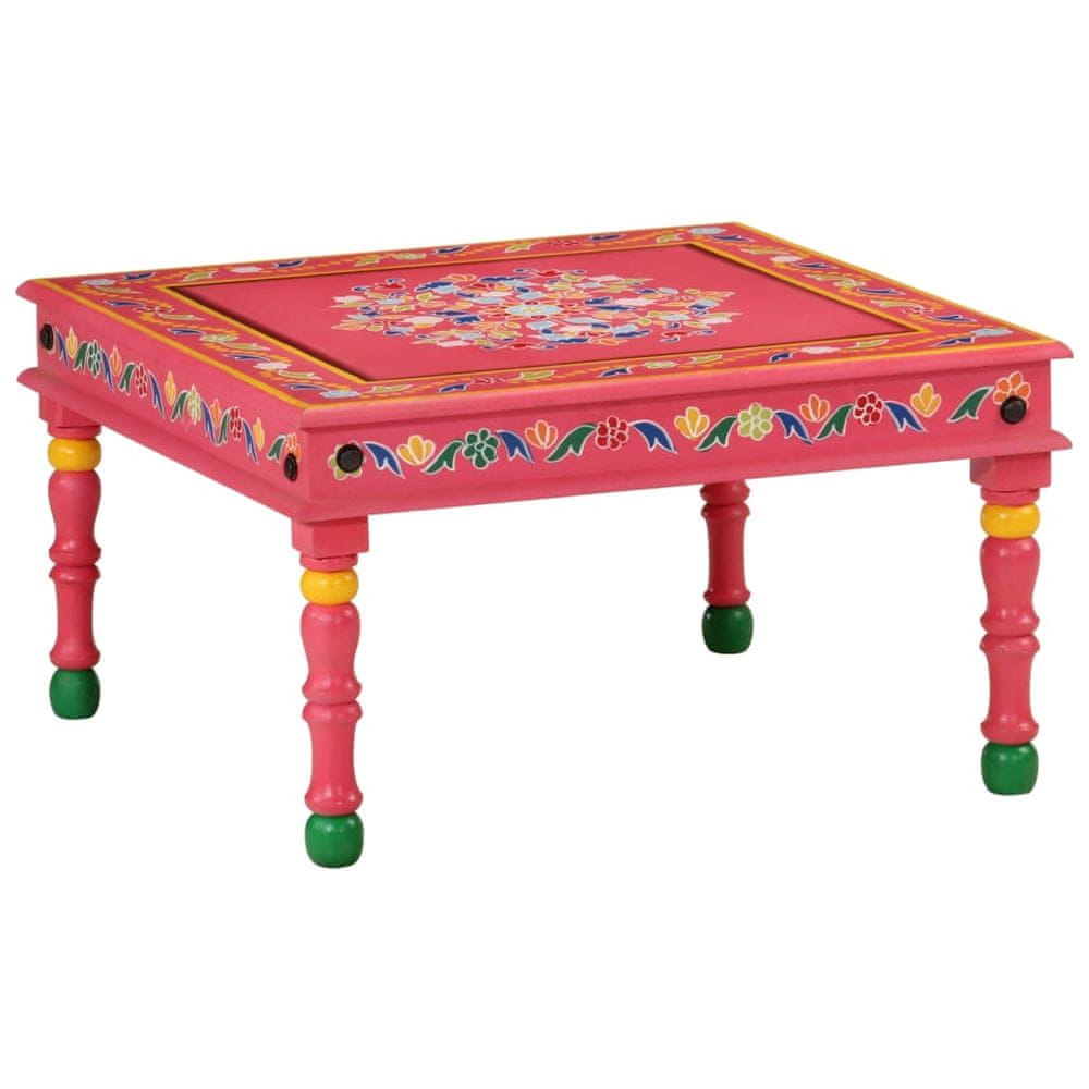 Petromila vidaXL Konferenčný stolík ružový ručne maľovaný masívny mangovník